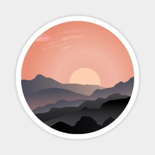 Orange Sunset and Mountains Magnet